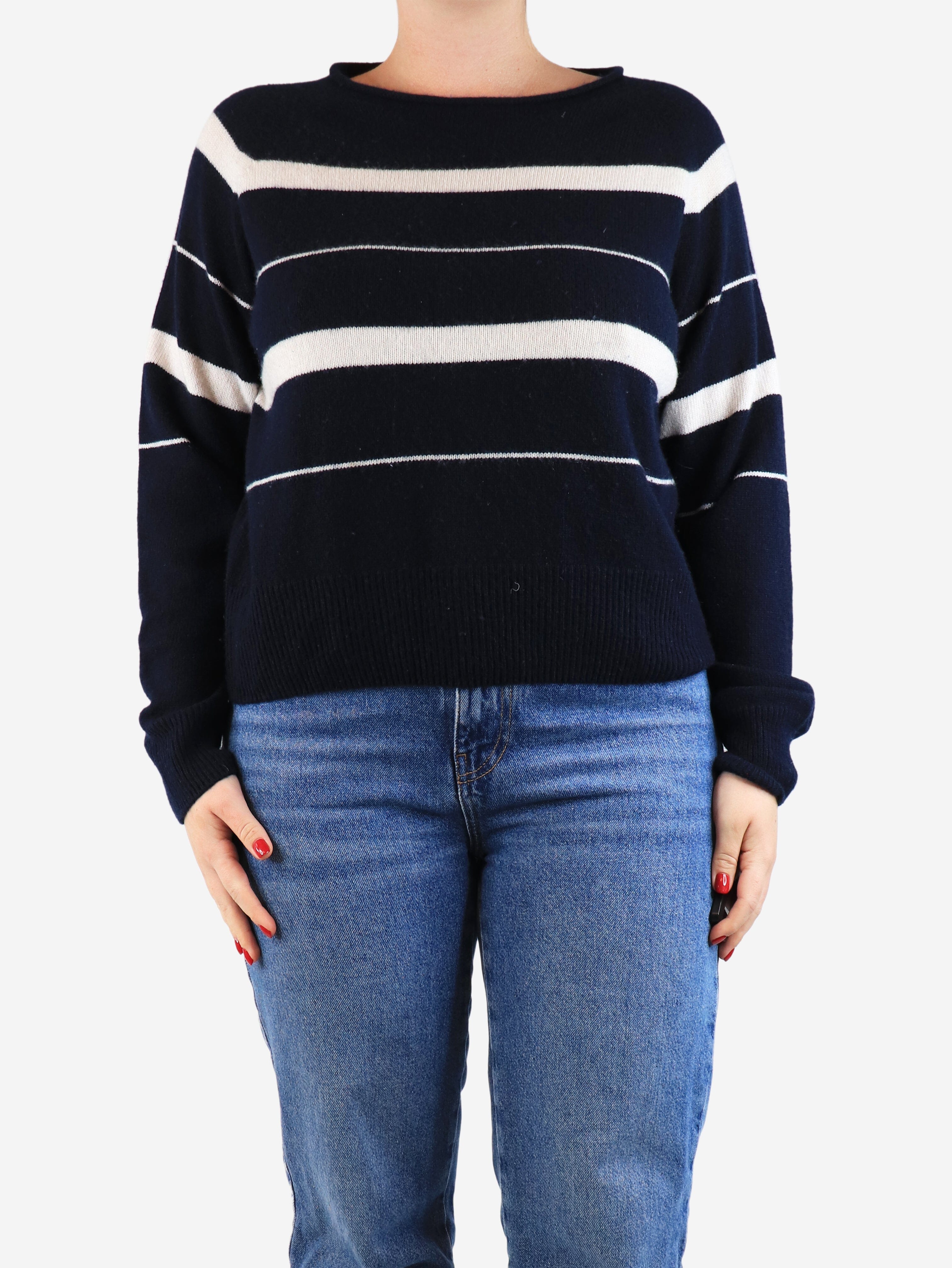 Navy blue striped jumper - size UK 12 Knitwear Margaret Howell 
