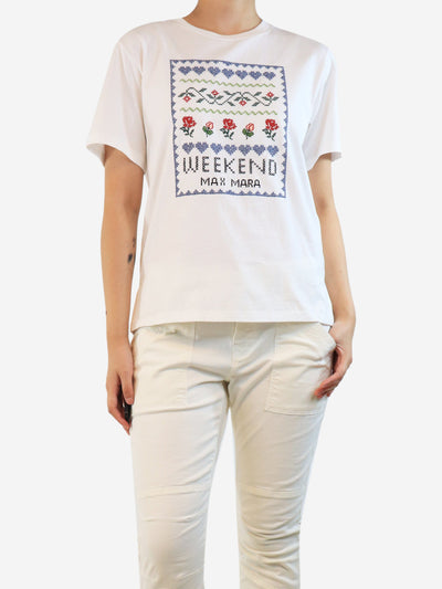 White cross stitch T-shirt - size S Tops Weekend Max Mara 