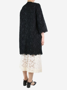 Dolce & Gabbana Black floral embroidered coat - size UK 10