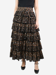 Ulla Johnson Multi floral printed ruffle maxi skirt - size UK 10