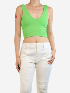 ME + EM ME + EM Green V-neck cropped top - size UK 8