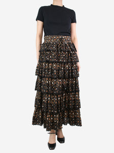 Ulla Johnson Multi floral printed ruffle maxi skirt - size UK 10