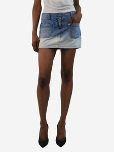 Chanel Blue bleached-ombre denim mini skirt - size UK 10