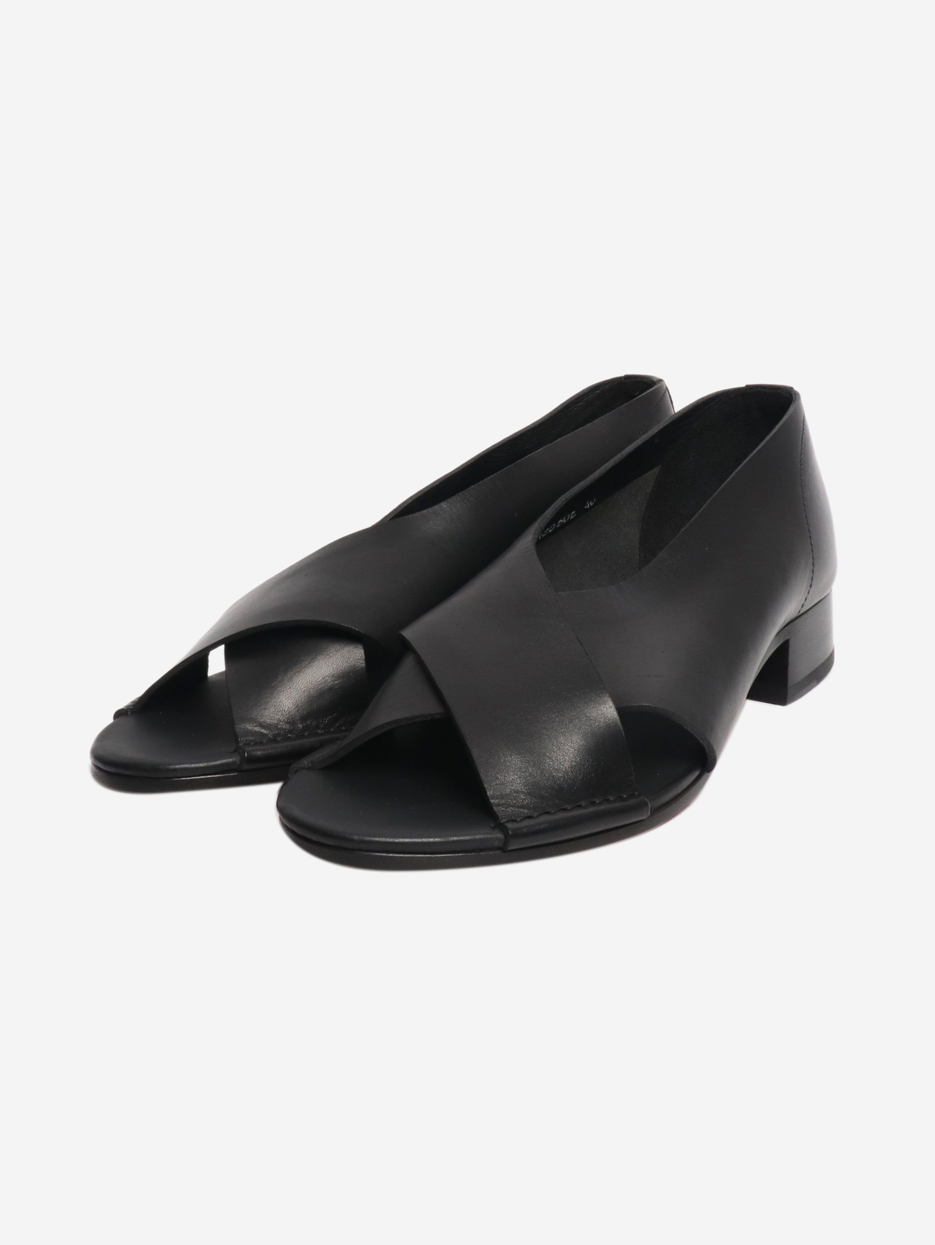 Black leather open-toe shoes - size EU 40 Flat Shoes Margaret Howell 