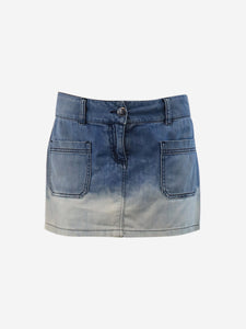 Chanel Blue bleached-ombre denim mini skirt - size UK 10