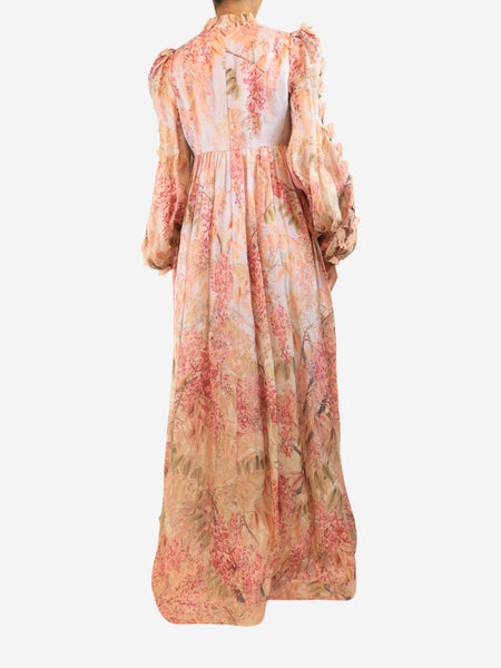 Pink butterfly maxi dress - size UK 12 alternate image