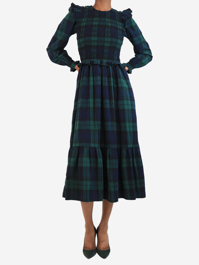 Green tartan shirred maxi dress - size XS Dresses By Iris 