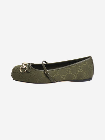 Khaki Horsebit GG canvas ballet flats - size EU 36 Flat Shoes Gucci 