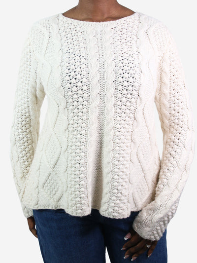 Cream cashmere cable knit jumper - size L Knitwear Co 
