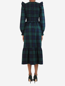 By Iris Green tartan shirred maxi dress - size XS