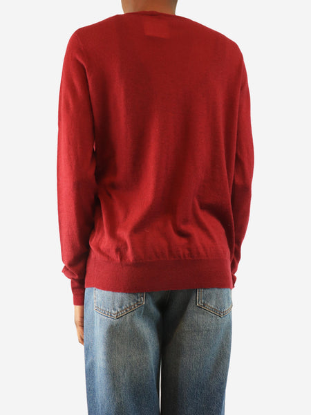 Maroon fine knit cashmere sweater - size S alternate image