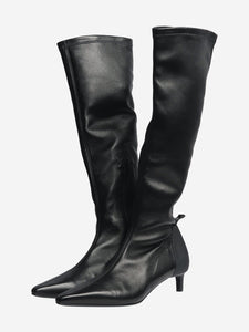 Courreges Black scuba stretch leather boots - size EU 37