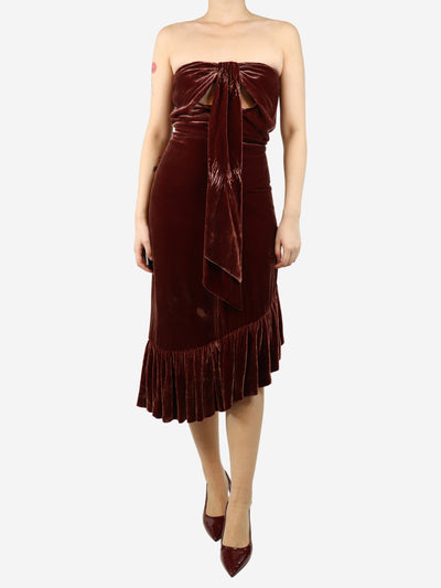 Maroon strapless velvet midi dress - size UK 8 Dresses Ulla Johnson 