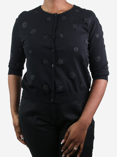 Black floral applique cardigan - size XL Knitwear Valentino 