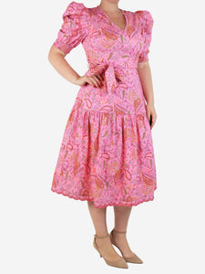 Hale Bob Pink floral printed midi dress - size M