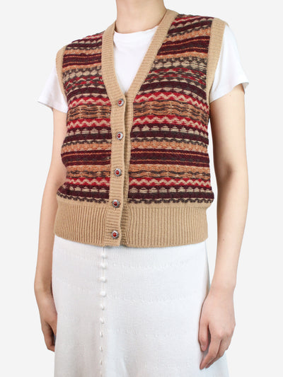 Brown sleeveless knit cardigan - size UK 8 Knitwear Etro 