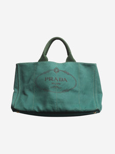 Prada Dark green canvas tote bag