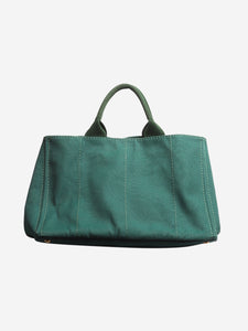 Prada Dark green canvas tote bag