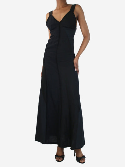 Black patchwork linen-mix maxi dress - size UK 6 Dresses Chloe 