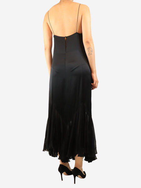 Black silk lace-trim slip dress - size UK 10 alternate image