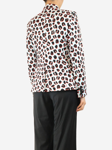Blue leopard print blazer - size UK 12 alternate image
