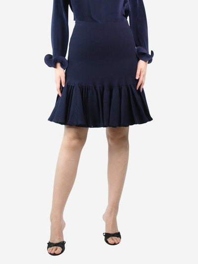 Navy blue ribbed mini skirt - size UK 10 Skirts Alaia 