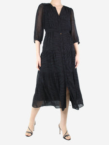 Ba&sh Black tonal patterned dress - size UK 8