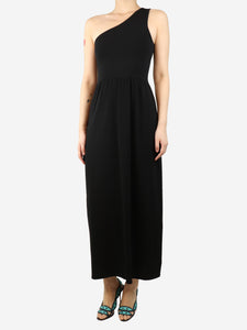 Matteau Black one-shoulder midi dress - size UK 8