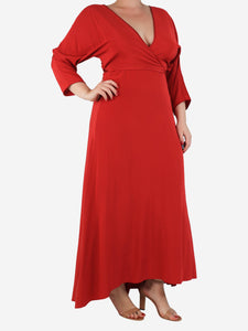 Diane Von Furstenberg Red silk wrap dress - size UK 12
