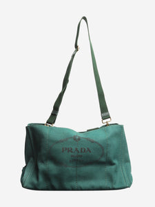 Prada Dark green canvas tote bag