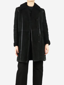 Joseph Joseph Black shearling coat - size UK 10