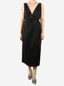 Altuzarra Black deep v-neck midi dress - size UK 10