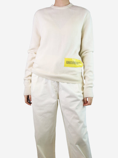 Cream graphic wool jumper - size L Knitwear Calvin Klein 
