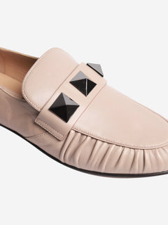 Pink macro stud leather loafers - size EU 37 Flat Shoes Valentino 