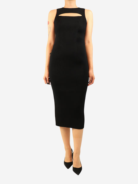 Black sleeveless ribbed midi dress - size M product image