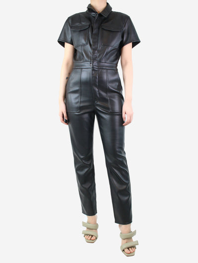 Black faux leather jumpsuit - size L