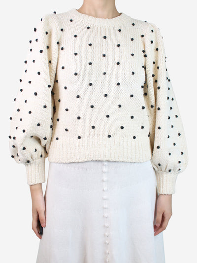 Beige puff-sleeve jumper with black bobble - size S Knitwear Ulla Johnson 