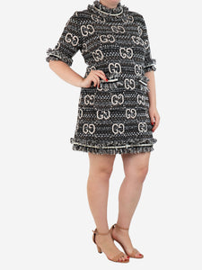 Gucci Black GG tweed fringed dress - size M