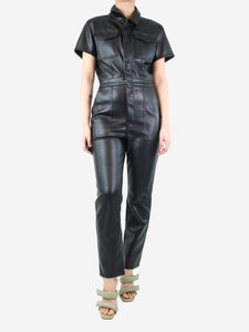 Good American Black faux leather jumpsuit - size L