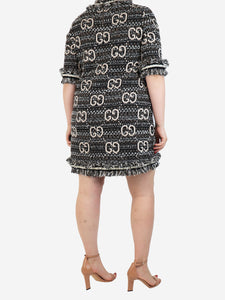 Gucci Black GG tweed fringed dress - size M