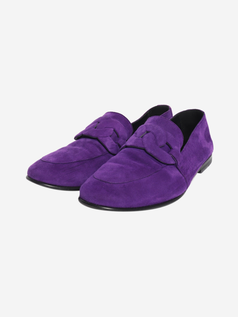 Purple suede chain motif loafers - size EU 36 (UK 3)