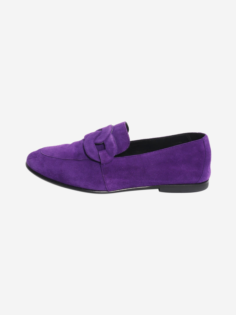 Purple suede chain motif loafers - size EU 36 (UK 3)