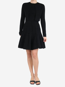 Alaia Black sleeveless textured midi dress and cropped jacket set - size UK 8