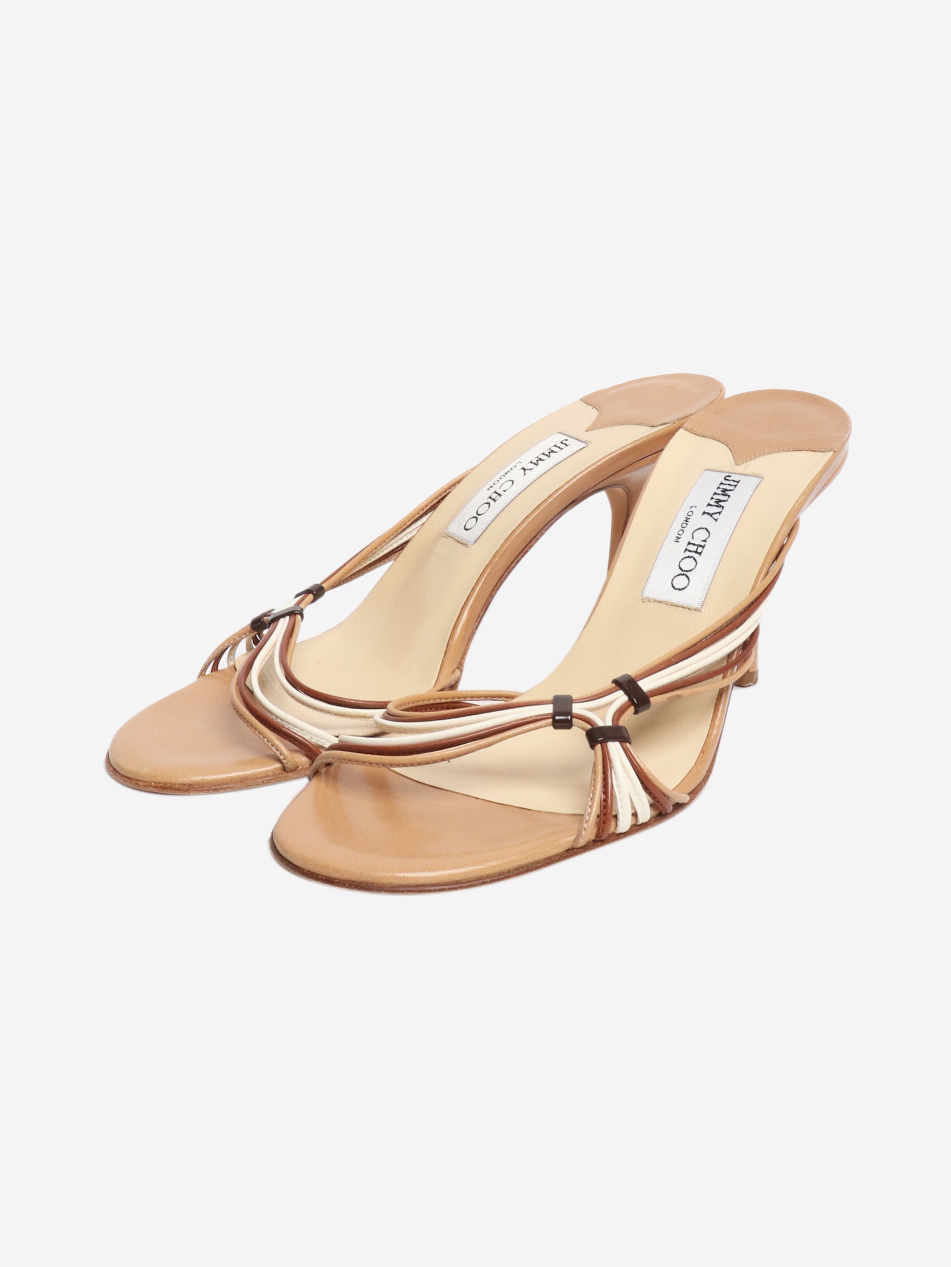 Brown leather heeled sandals - size EU 38.5 Heels Jimmy Choo 