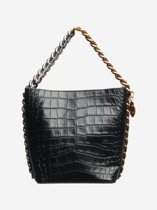 Stella McCartney Black Frayme Croc-Effect Embossed bag