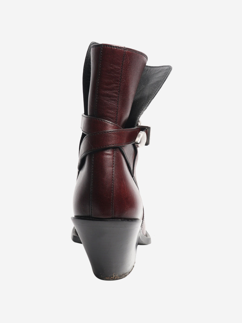 Brown leather western style ankle boots - size EU 38 (UK 5) Boots Celine 