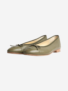 Chanel Green leather ballet flats with CC logo - size EU 38.5