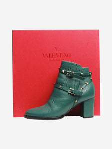 Valentino Valentino Emerald green Rockstud heeled ankle boots - size EU 38