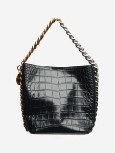 Stella McCartney Black Frayme Croc-Effect Embossed bag