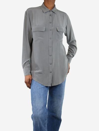 Grey button-up silk shirt - size XS Tops Equipment Femme 